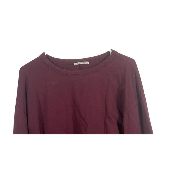 𝅺ZARA Trafuluc women's burgundy cropped sweatshirt top size Medium long sleeve - Picture 2 of 9